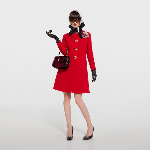 Abrigo de natté de lana con botones Doble G