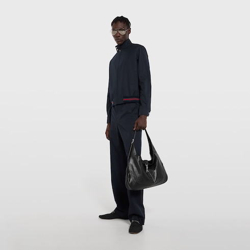 Giacca in twill di cotone con cerniera e nastro Web