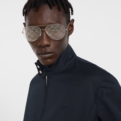 Veste zippée en twill de coton avec bande Web