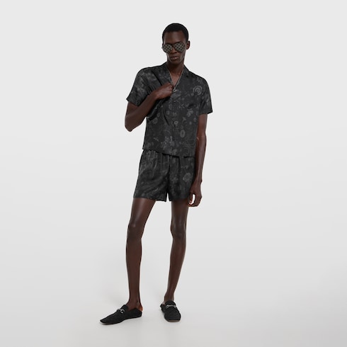 Short de sarga de seda estampado