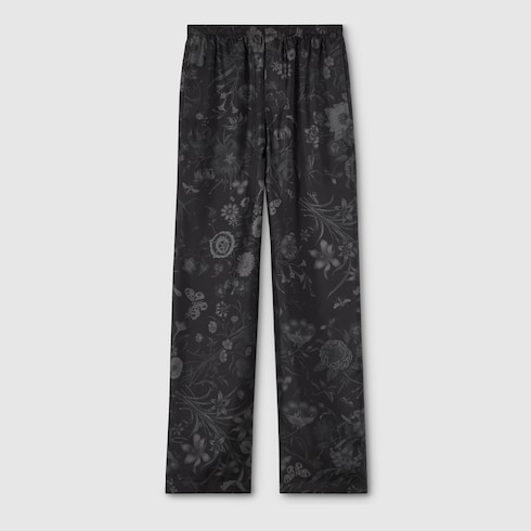 Pantalon en twill de soie imprimé