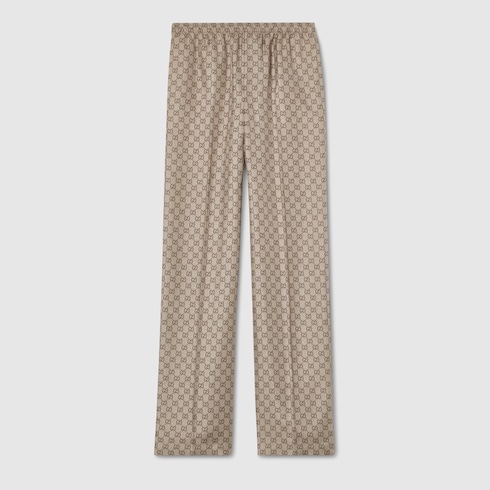 Pantalones de sarga de seda estampados