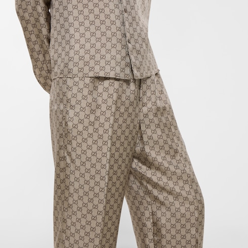 Pantalones de sarga de seda estampados