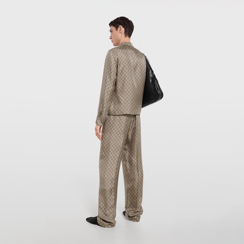 Printed silk twill pants