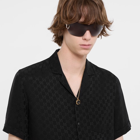 Camisa bowling de jacquard de seda con GG