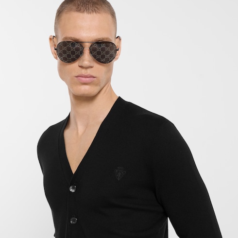 Knit wool cardigan with embroidery