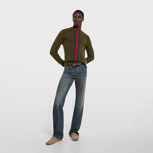 Knit wool sweater with Web intarsia