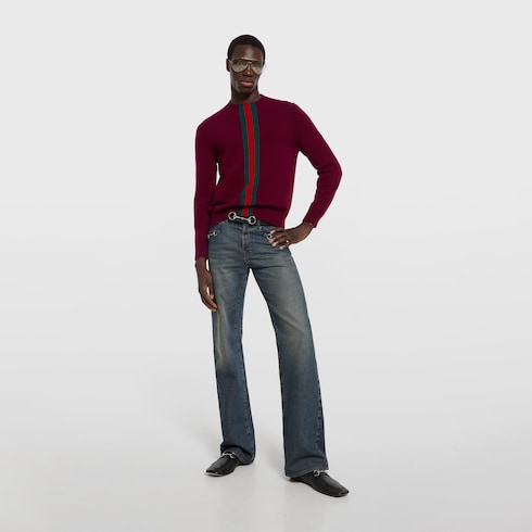 Knit wool sweater with Web intarsia