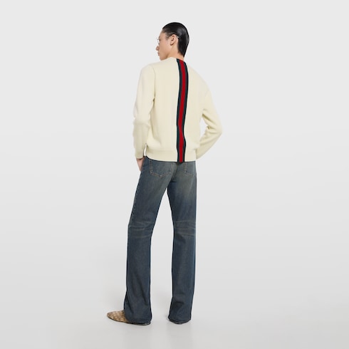 Maglione in lana lavorata a maglia con intarsio Web