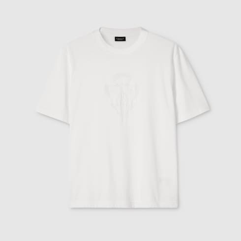 デボレディテール付き コットンジャージー Tシャツ