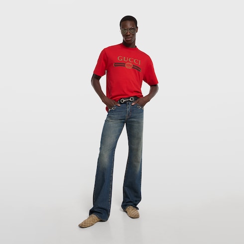 T-shirt en jersey en mélange de soie avec imprimé