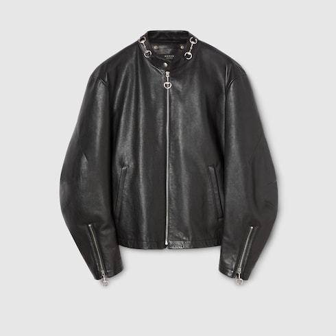 Leather jacket with Horsebit