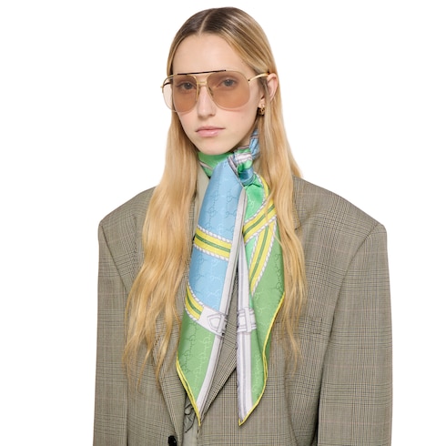 Printed silk jacquard carré