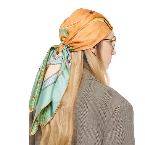 Carré in seta jacquard stampata