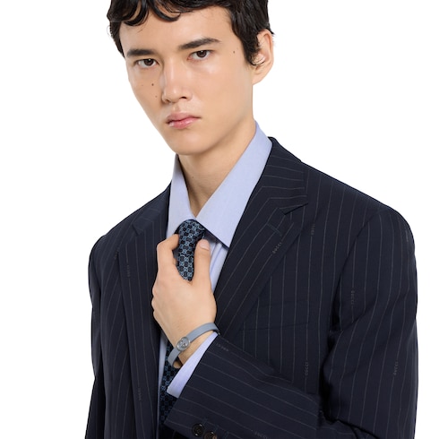 Gucci Interlocking系列皮革手链