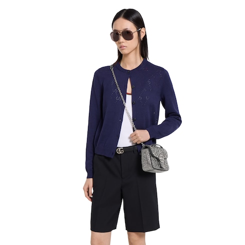 Bolso de hombro GG Marmont cristales pequeño