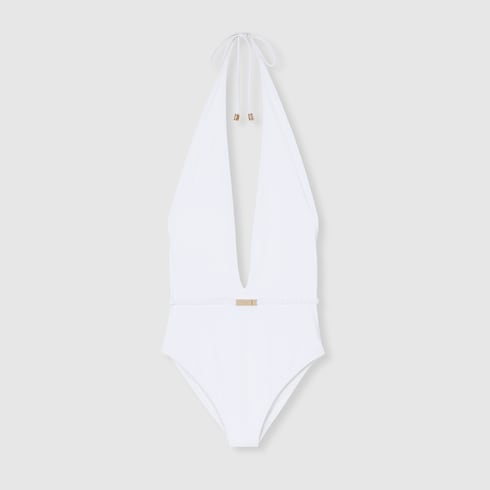 Jersey bodysuit with metal tag