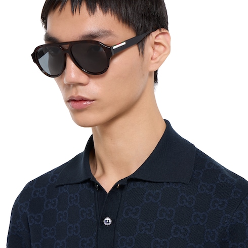 GG cotton silk jacquard polo shirt