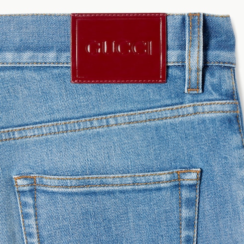 Flared stretch cotton denim trousers