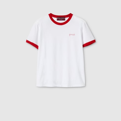 Cotton jersey T-shirt with embroidery