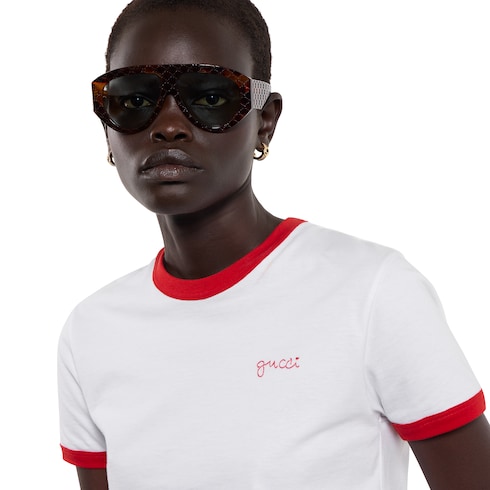 Cotton jersey T-shirt with embroidery