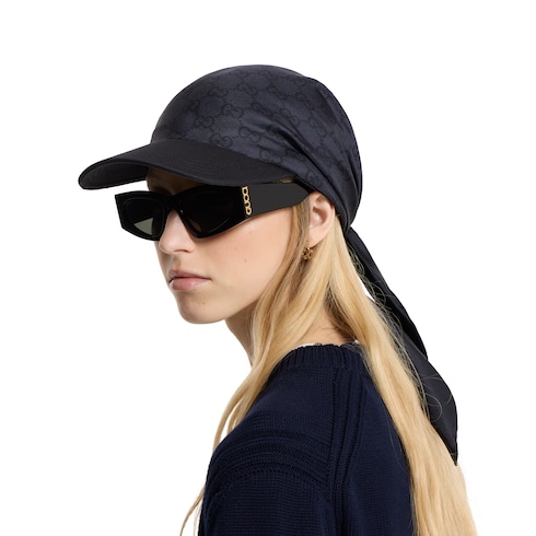 GG silk twill baseball cap in black | GUCCI® US