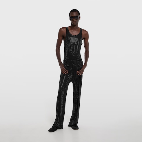 Silk chiffon tank top with crystals