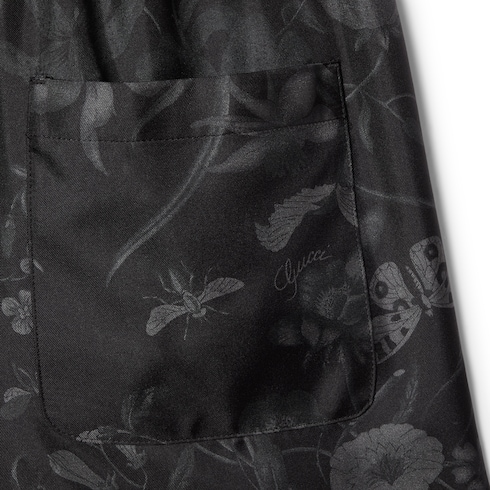 Shorts aus Seidentwill mit Print