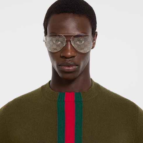 Maglione in lana lavorata a maglia con intarsio Web