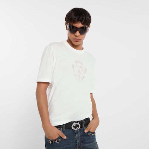 デボレディテール付き コットンジャージー Tシャツ
