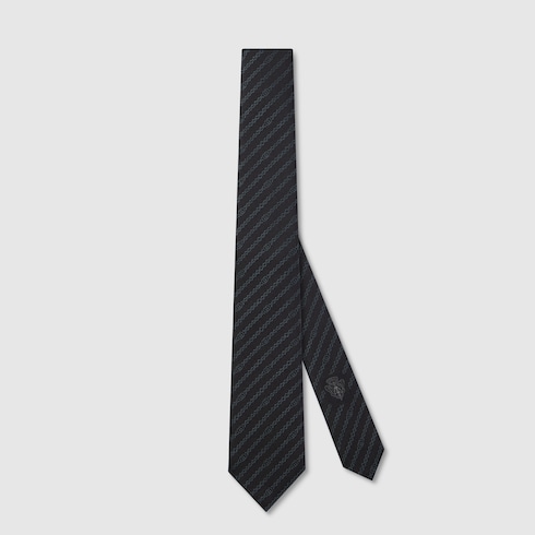 Interlocking G chain silk tie