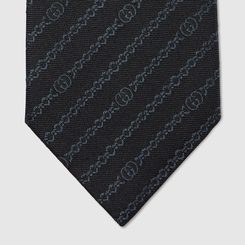 Interlocking G chain silk tie