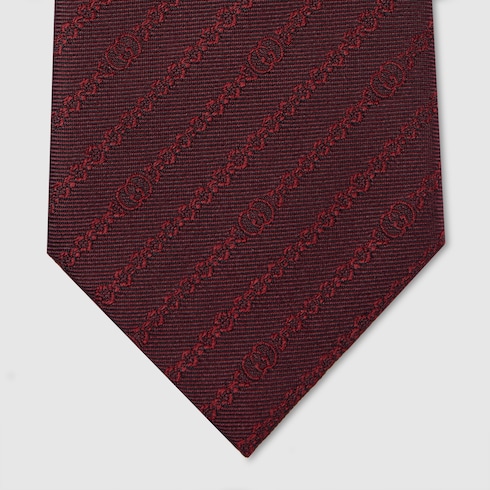 Interlocking G chain silk tie