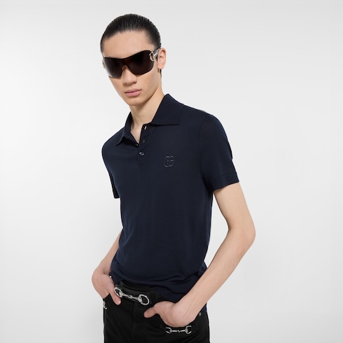 Polo en maille de laine avec broderie