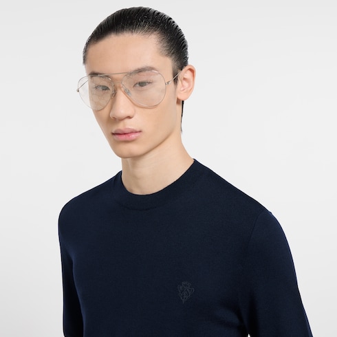 Pull en maille de laine avec broderie