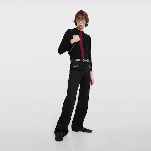 Pullover aus feinem Wollstrick mit Web