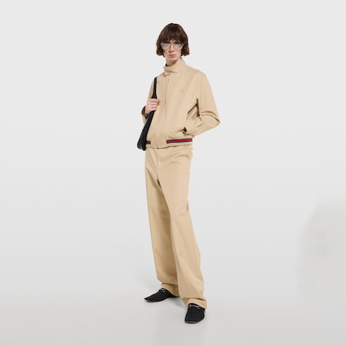 Veste zippée en twill de coton avec bande Web