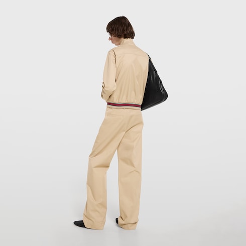 Giacca in twill di cotone con cerniera e nastro Web