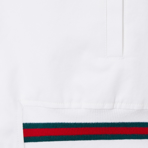 Chaqueta con zipper de sarga de algodón con tribanda Web