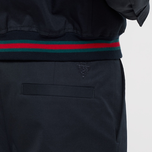 Cotton twill pants with embroidery