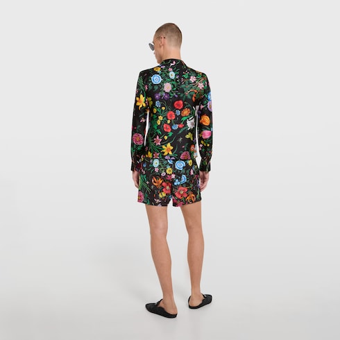 Bowling-Shirt aus Seidentwill mit Print