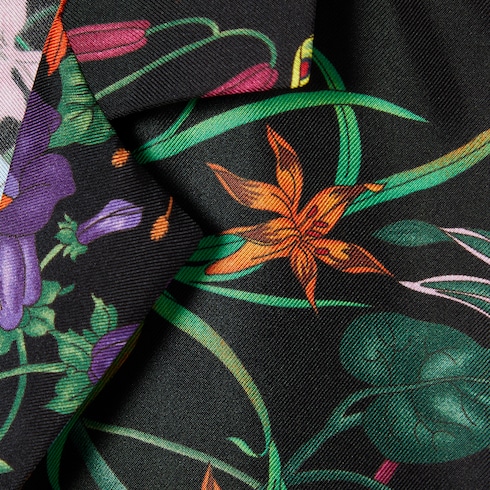 Camisa bowling de sarga de seda estampada