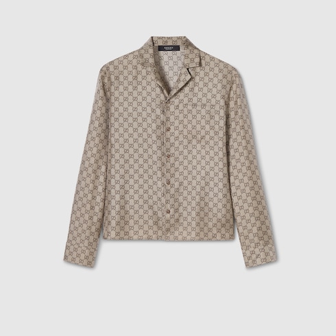 Camisa de bolos de sarga de seda con estampado