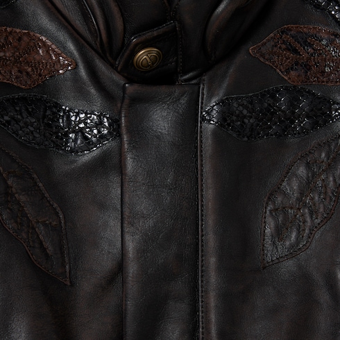 Blouson aviateur en cuir effet vieilli