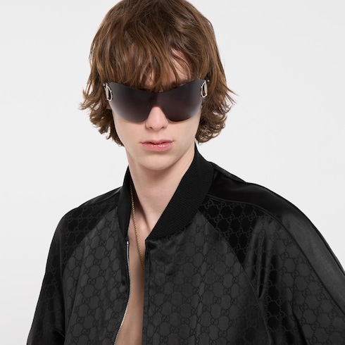 Veste zippée en satin de coton GG avec passepoil