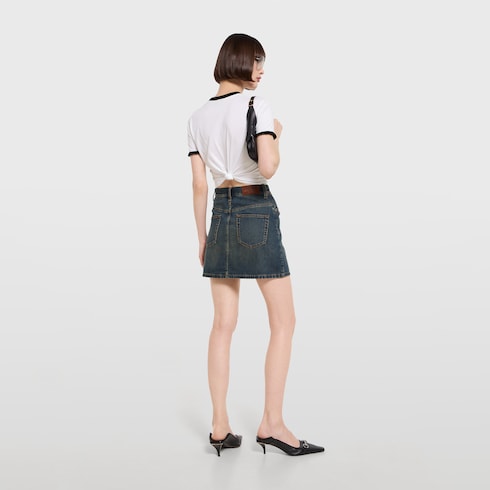 Cotton denim skirt with Horsebit