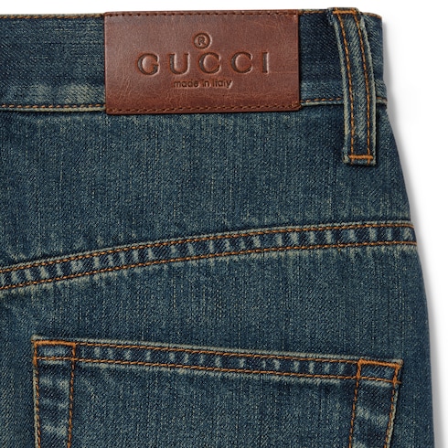 Cotton denim skirt with Horsebit