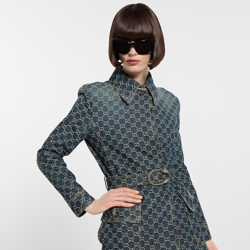 Chaqueta de jacquard de denim con GG