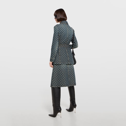 Chaqueta de jacquard de mezclilla de algodón con GG