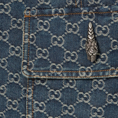 Chaqueta de jacquard de mezclilla de algodón con GG